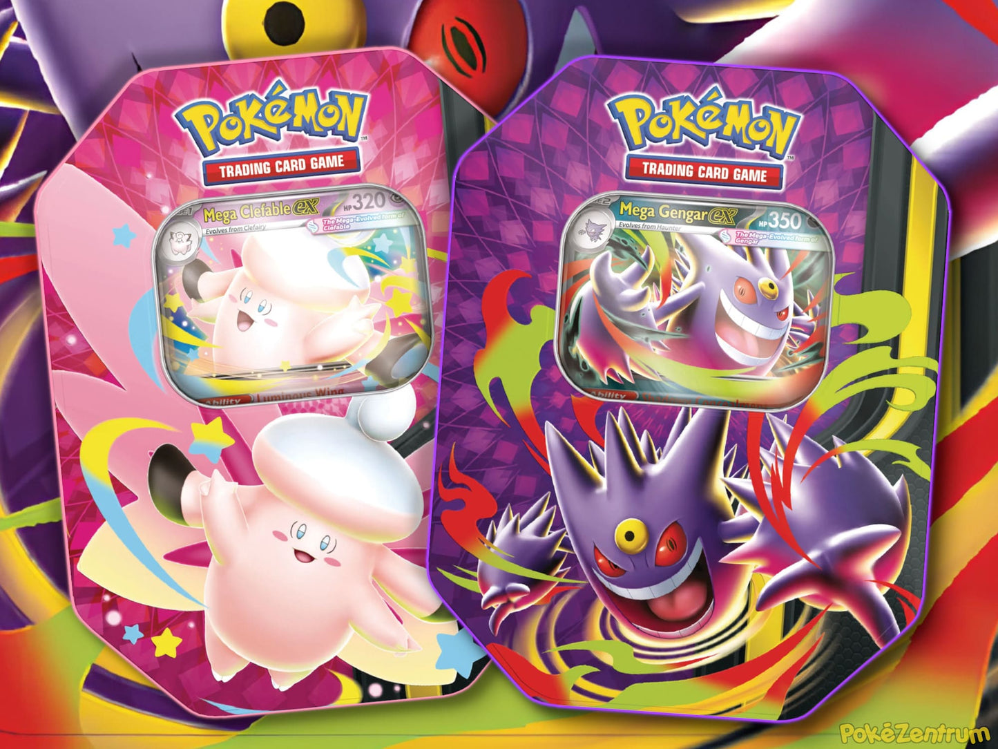 Pokémon Mega Moonlit ex Tin (Combo: Mega Genga & Clefable)